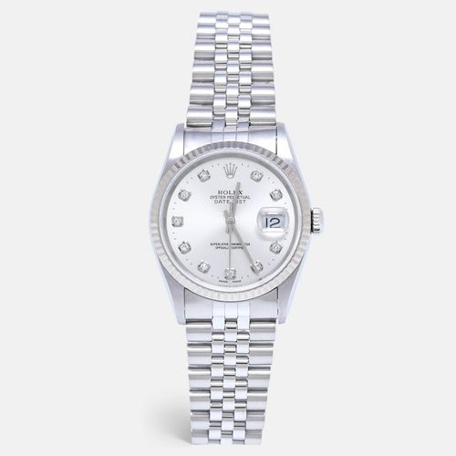 Diamond 18K White Gold Stainless Steel Datejust 16234 Unisex Wristwatch 36 mm - Rolex - Modalova