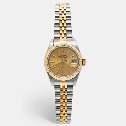 Champagne 18k Yellow Stainless Steel Datejust 69173 Women's Wristwatch 26 mm - Rolex - Modalova