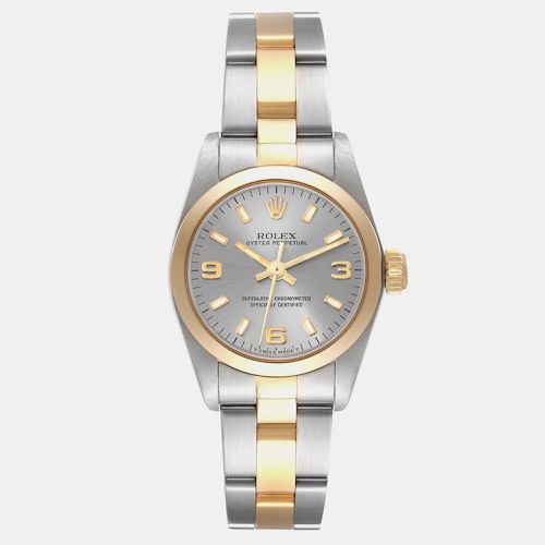 Oyster Perpetual Steel Yellow Gold Slate Dial Ladies Watch 67183 24 mm - Rolex - Modalova