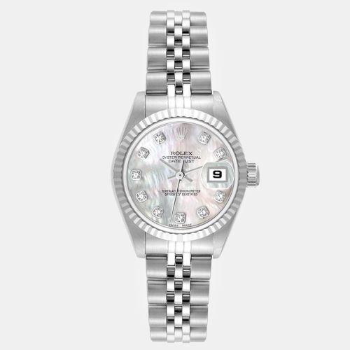 Datejust Steel White Gold Mother of Pearl Diamond Ladies Watch 26.0 mm - Rolex - Modalova