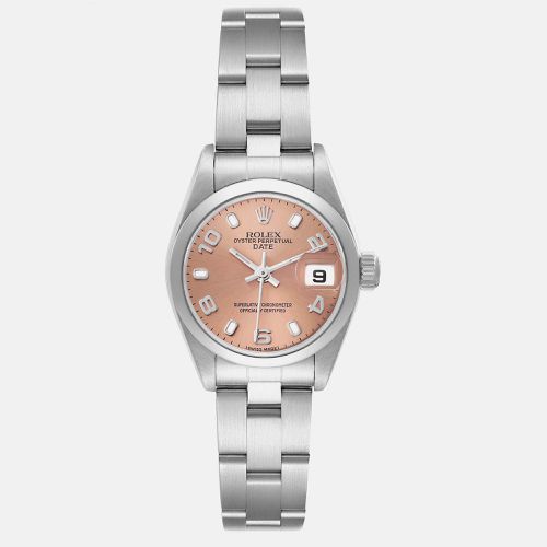 Date Salmon Dial Domed Bezel Steel Ladies Watch 26 mm - Rolex - Modalova