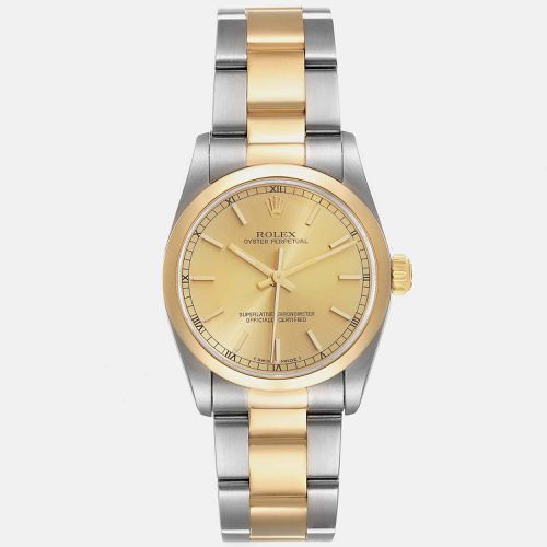 Midsize Champagne Dial Yellow Steel Ladies Watch 31 mm - Rolex - Modalova