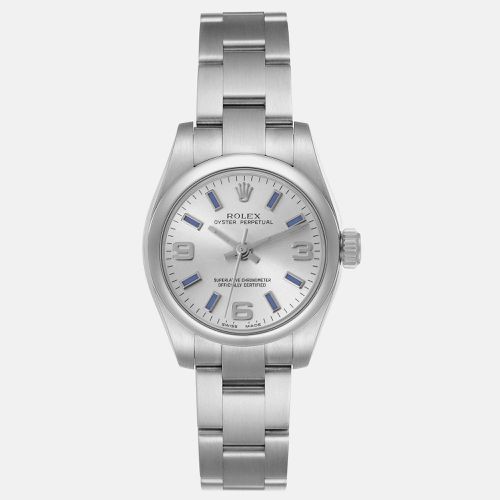 Oyster Perpetual Blue Dial Steel Ladies Watch 176200 - Rolex - Modalova