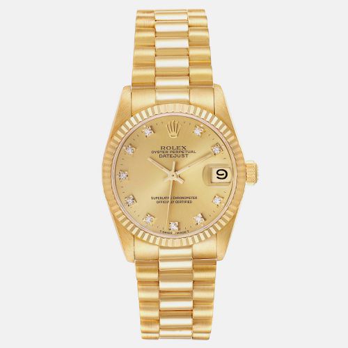 President Midsize Yellow Diamond Dial Ladies Watch 68278 - Rolex - Modalova