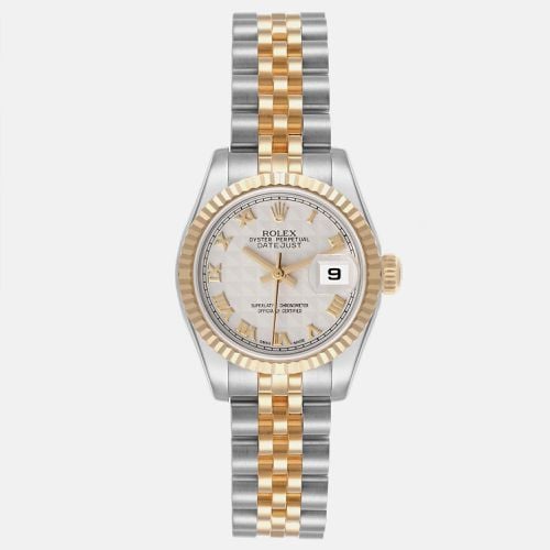 Datejust Steel Yellow Gold Ivory Pyramid Dial Ladies Watch 26 mm - Rolex - Modalova