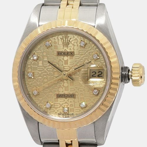 Champagne Diamond 18k Yellow Stainless Steel Datejust 69173 Automatic Women's Wristwatch 26 mm - Rolex - Modalova