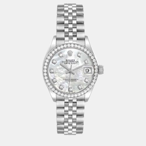 Datejust Steel White Gold Mother Of Pearl Dial Diamond Ladies Watch 279384 28 mm - Rolex - Modalova