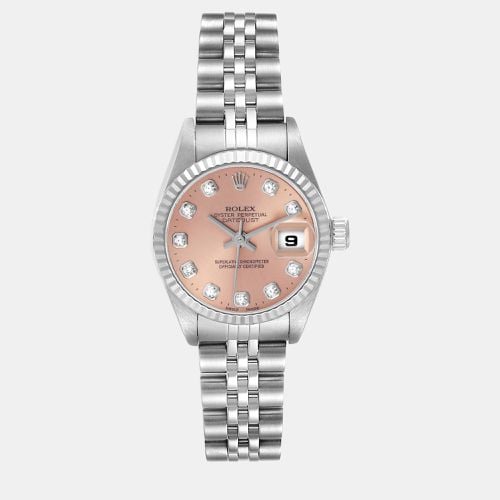 Datejust Salmon Diamond Dial White Gold Steel Ladies Watch 79174 26 mm - Rolex - Modalova