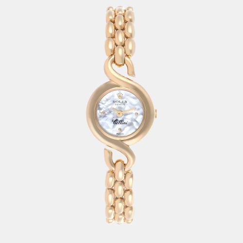 Cellini Yellow Gold Mother of Pearl Dial Vintage Ladies Watch 2035 23 mm - Rolex - Modalova