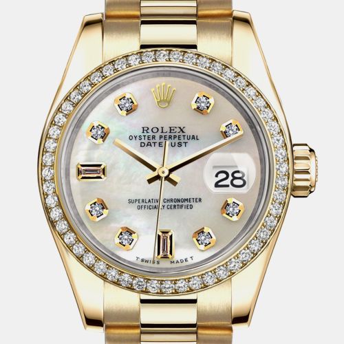 Customised MOP Diamond Stainless Steel Date 68278 Automatic Women's Wristwatch 31mm - Rolex - Modalova