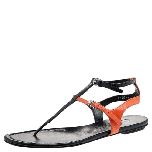 Orange Leather Thong Flat Sandals Size 38.5 - Ralph Lauren Collection - Modalova