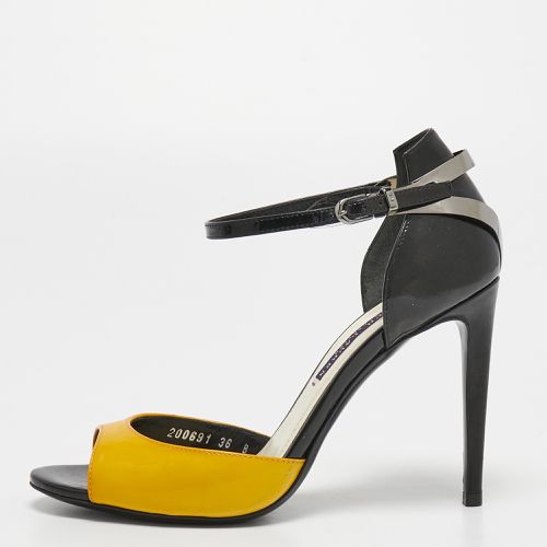 Black/ Patent Leather Ankle Strap Sandals Size 36 - Ralph Lauren Collection - Modalova