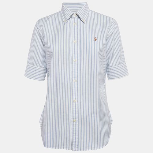 White/ Stripe Cotton Half Sleeve Shirt M - Ralph Lauren - Modalova