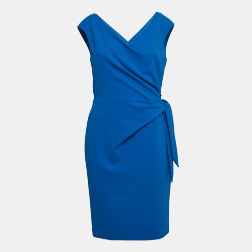 Crepe Gathered V Neck Dress M - Ralph Lauren - Modalova