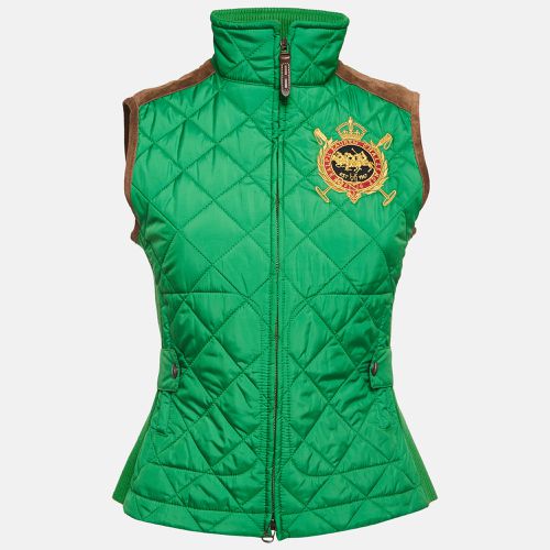 Sport Embroidered Suede Trim Synthetic Quilted Vest S - Ralph Lauren - Modalova