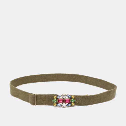 Olive Canvas Crystals Buckle Adjustable Belt L - Ralph Lauren - Modalova