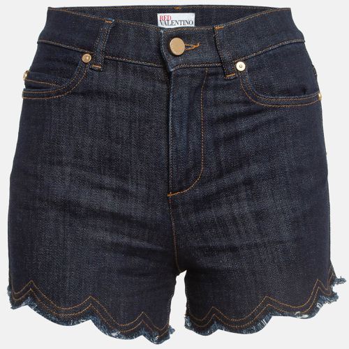 Dark Denim Fringed Shorts S - RED Valentino - Modalova