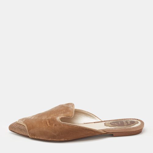 René Caovilla Velvet Crystal Embellished Flat Mules Size 36 - René Caovilla - Modalova