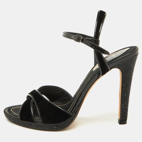 René Caovilla Velvet and Patent Leather Ankle Strap Sandals Size 37 - René Caovilla - Modalova