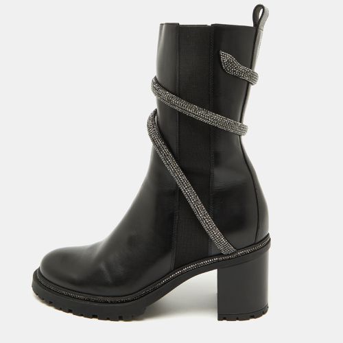 René Caovilla Leather Cleo Hematite Strass Calf Length Boots Size 40.5 - René Caovilla - Modalova