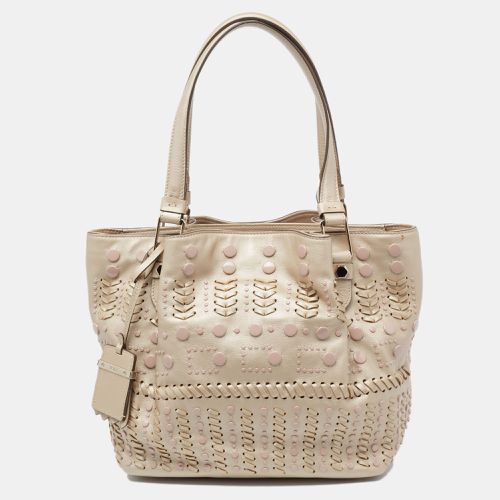 Beige Leather Studded Flower Tote - Tod's - Modalova