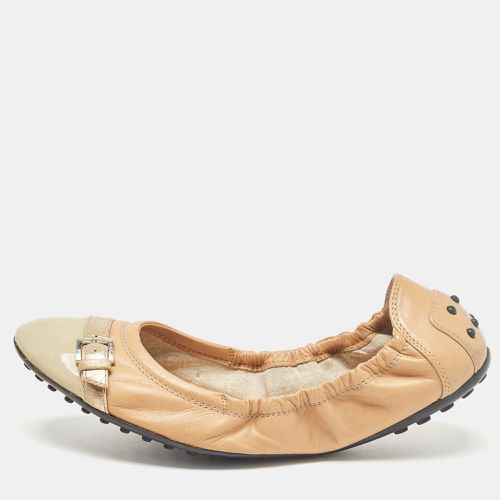 Tricolor Leather Buckle Detail Scrunch Ballet Flats Size 38 - Tod's - Modalova