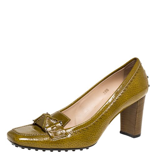 Yellow/ Patent Leather Square Toe Loafer Pumps Size 39.5 - Tod's - Modalova