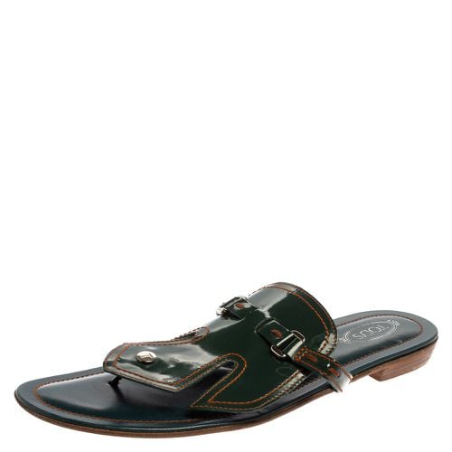 Patent Leather Buckle Detail Thong Flats Size 40.5 - Tod's - Modalova