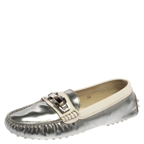 White Patent and Leather Logo Buckle Loafers Size 36 - Tod's - Modalova