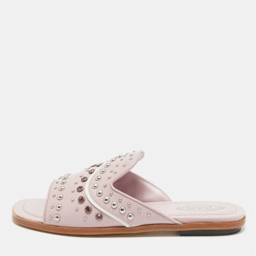 Leather Crystal Embellished Flat Slides Size 37.5 - Tod's - Modalova