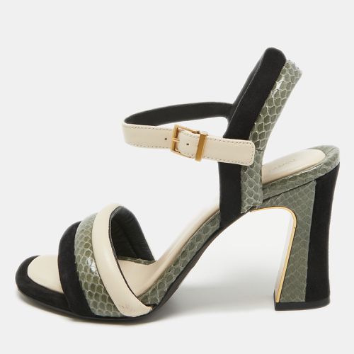 Tricolor Suede and Embossed Snakeskin Puffed Up Sandals Size 37.5 - Tory Burch - Modalova