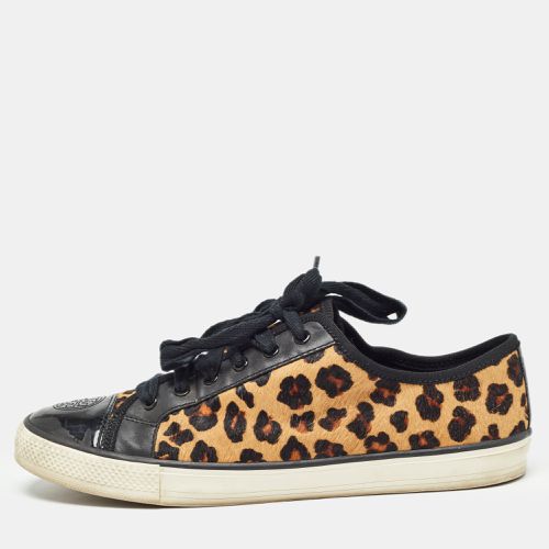 Brown/ Animal Print Calf Hair and Leather Low Top Sneakers Size 40.5 - Tory Burch - Modalova