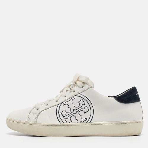 Navy Blue Leather and Suede T-Logo Sneakers Size 38 - Tory Burch - Modalova