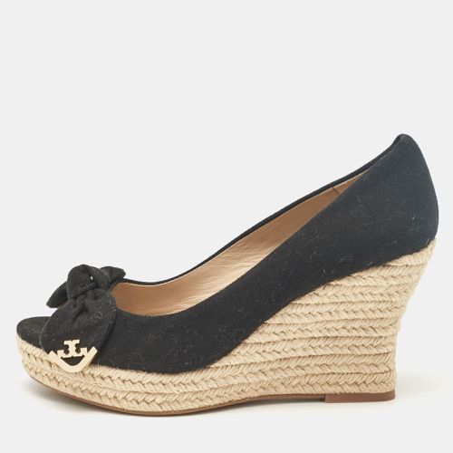 Canvas Peep Toe Wedge Pumps Size 36.5 - Tory Burch - Modalova