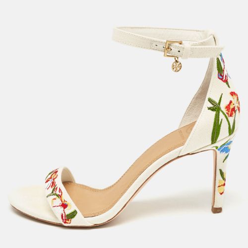 Off- Embroidered Canvas Ankle Strap Sandals Size 38 - Tory Burch - Modalova