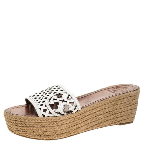 Cutout Leather Espadrille Wedge Platform Sandals Size 39 - Tory Burch - Modalova