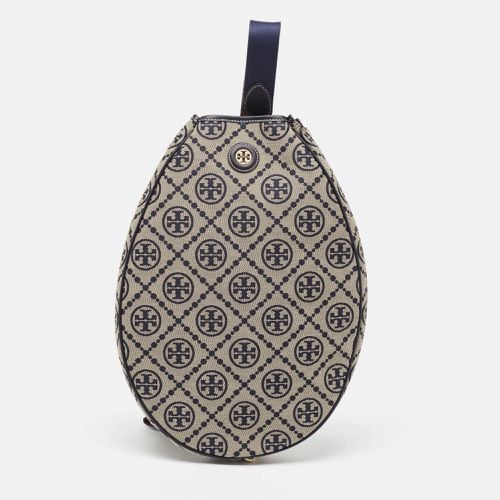 Navy T Monogram Jacquard Canvas Tennis Bag - Tory Burch - Modalova