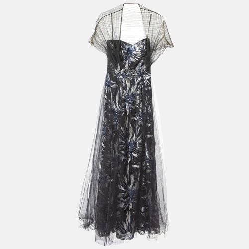 Floral Sequined Tulle Draped Gown XS - Tadashi Shoji - Modalova