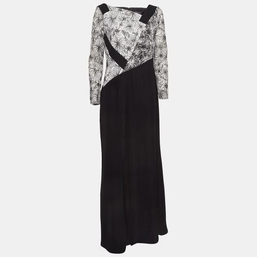 White Crepe & Embroidered Tulle Maxi Dress M - Tadashi Shoji - Modalova