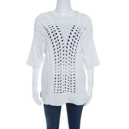 Off Chunky Perforated Knit Rib Trim Short Sleeve Top M - Thakoon - Modalova