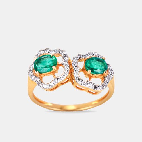 K Natural Emerald And Natural Diamond Ring - The Diamond Edit - Modalova