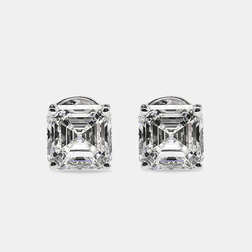 K Gold Asscher Cut Lab Grown Diamonds Earrings (Approx 6.00 cts) - The Diamond Edit - Modalova