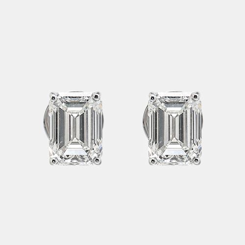 K Gold Emerald Cut Lab Grown Diamonds Earrings (Approx 6.00 cts) - The Diamond Edit - Modalova