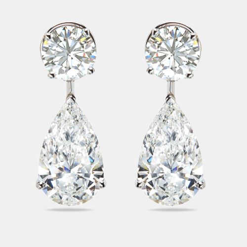 Cts Round and Pear Cut Lab Grown Diamond 18k Gold Earrings - The Diamond Edit - Modalova