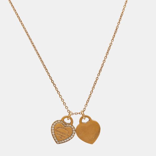 Return To Tiffany Diamond 18K Rose Mini Double Heart Tag Pendant Necklace - Tiffany & Co. - Modalova