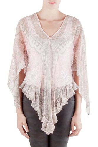 Pale Crinkled Chiffon Paisley Printed Top M - Zandra Rhodes - Modalova