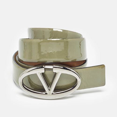 Olive Patent Leather VLogo Buckle Belt 85 CM - Valentino - Modalova