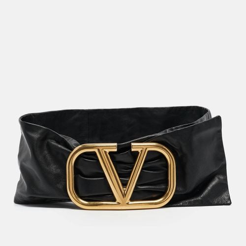 Leather Pleated Vlogo Wide Belt 85CM - Valentino - Modalova