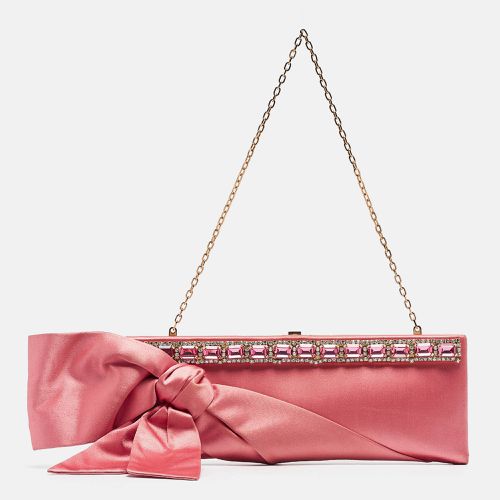 Satin Crystal Embellished Bow Chain Clutch - Valentino - Modalova