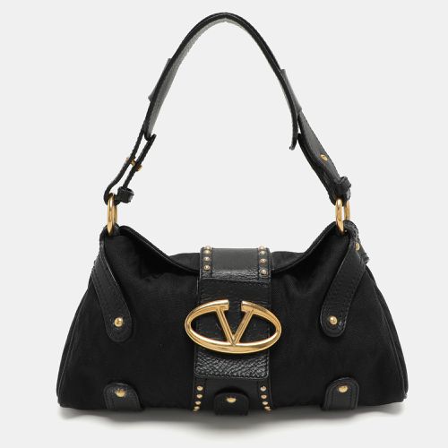 Canvas and Leather Embellished Satchel - Valentino - Modalova